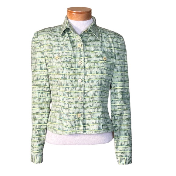 Kay Unger Batik Like Silk Cropped Lined Lightweight Jacket Size 4 - Picture 2 of 12